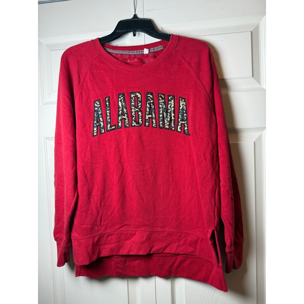Three‎ Square Royce Apparel Red Alabama Leopard Print Sweatshirt Pullover Medium